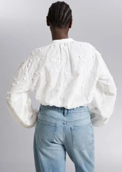 Online Voluminos Bluse Med Stand-Up Krave Kvinder Bluser Og Skjorter