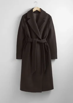 Cheap Voluminos Uldfrakke Med Baelte Kvinder Frakker & Jakker