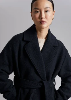 Cheap Voluminos Uldfrakke Med Baelte Kvinder Frakker & Jakker