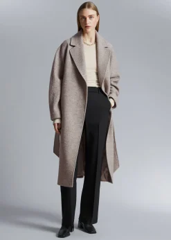 Cheap Voluminos Uldfrakke Med Baelte Kvinder Frakker & Jakker