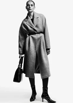 Cheap Voluminos Uldfrakke Med Baelte Kvinder Frakker & Jakker