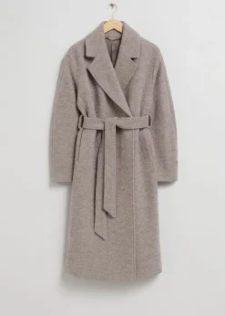 Cheap Voluminos Uldfrakke Med Baelte Kvinder Frakker & Jakker